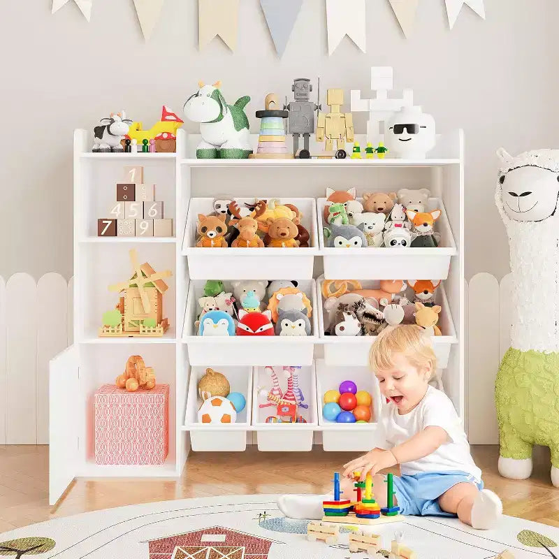 Rangement jouets enfants – 8 bacs amovibles, étagère et rangement jouets enfant, grande caisse à jouets avec étagère pour chambre à coucher, chambre d'enfant, salle de classe, crèche