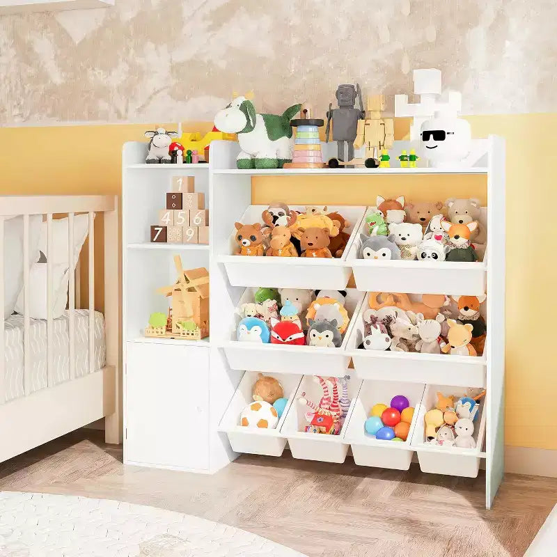 Rangement jouets enfants – 8 bacs amovibles, étagère et rangement jouets enfant, grande caisse à jouets avec étagère pour chambre à coucher, chambre d'enfant, salle de classe, crèche