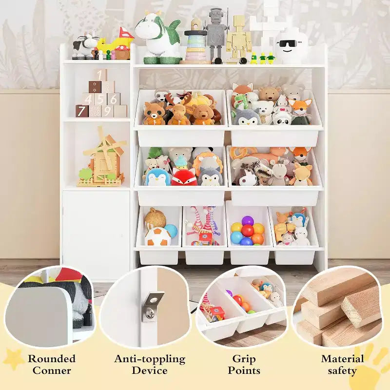 Rangement jouets enfants – 8 bacs amovibles, étagère et rangement jouets enfant, grande caisse à jouets avec étagère pour chambre à coucher, chambre d'enfant, salle de classe, crèche