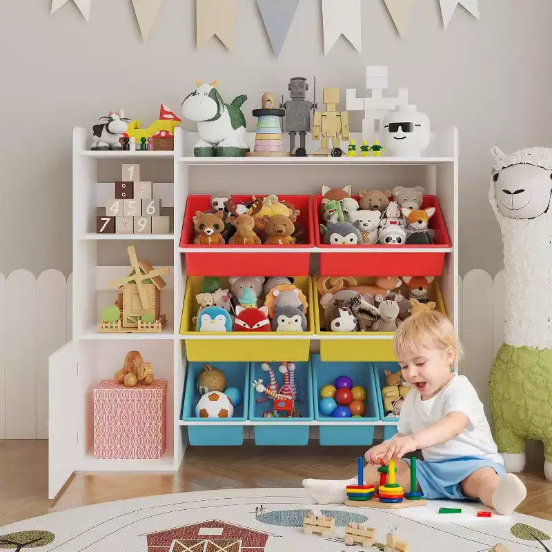 Rangement jouets enfants – 8 bacs amovibles, étagère et rangement jouets enfant, grande caisse à jouets avec étagère pour chambre à coucher, chambre d'enfant, salle de classe, crèche