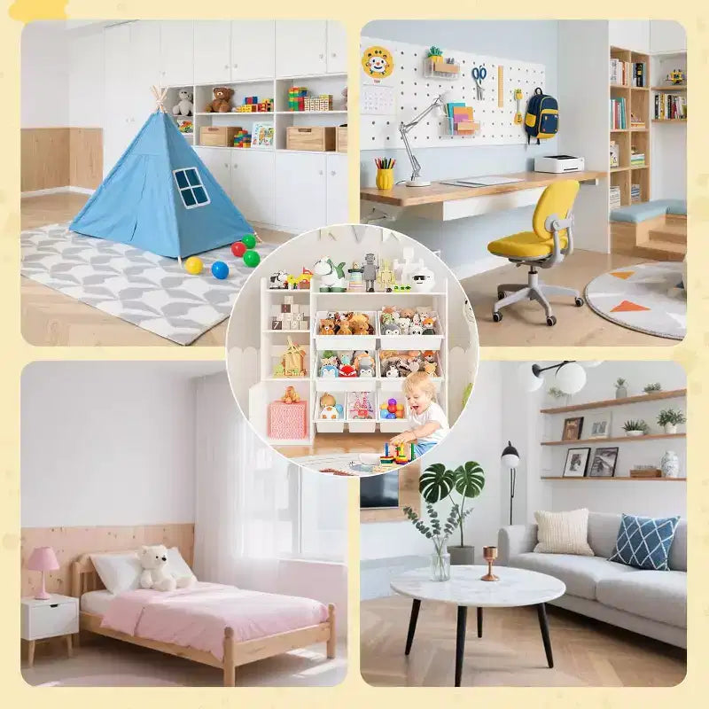 Rangement jouets enfants – 8 bacs amovibles, étagère et rangement jouets enfant, grande caisse à jouets avec étagère pour chambre à coucher, chambre d'enfant, salle de classe, crèche