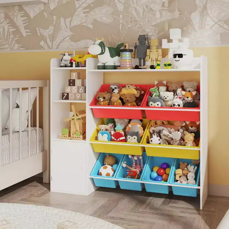 Rangement jouets enfants – 8 bacs amovibles, étagère et rangement jouets enfant, grande caisse à jouets avec étagère pour chambre à coucher, chambre d'enfant, salle de classe, crèche