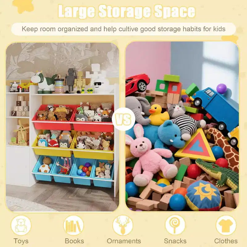 Rangement jouets enfants – 8 bacs amovibles, étagère et rangement jouets enfant, grande caisse à jouets avec étagère pour chambre à coucher, chambre d'enfant, salle de classe, crèche