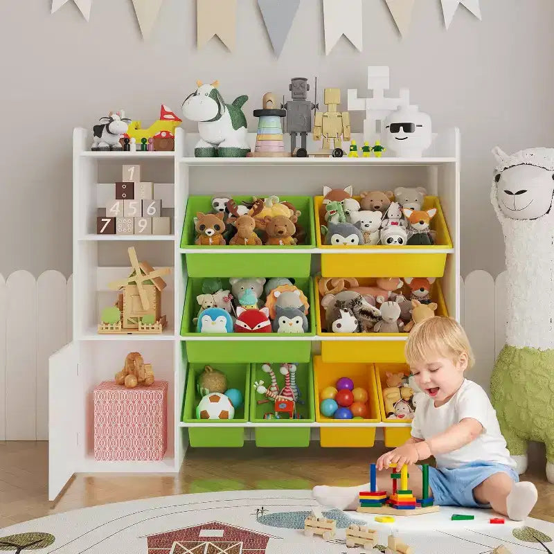 Rangement jouets enfants – 8 bacs amovibles, étagère et rangement jouets enfant, grande caisse à jouets avec étagère pour chambre à coucher, chambre d'enfant, salle de classe, crèche