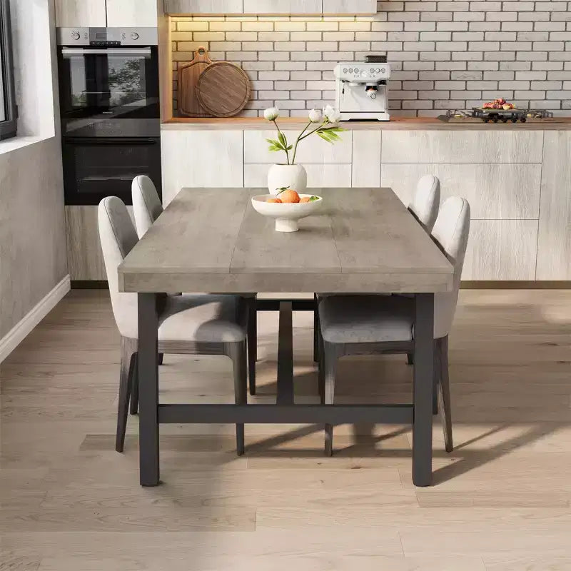 Table à manger industrielle pour 6 à 8 personnes, table à manger rectangulaire de 200 cm de long, table de cuisine en bois avec cadre métallique robuste pour salle à manger