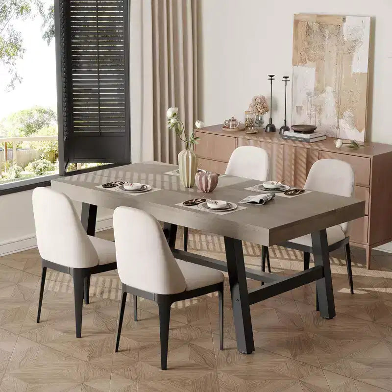 Table à manger industrielle pour 6 à 8 personnes, table à manger rectangulaire de 200 cm de long, table de cuisine en bois avec cadre métallique robuste pour salle à manger