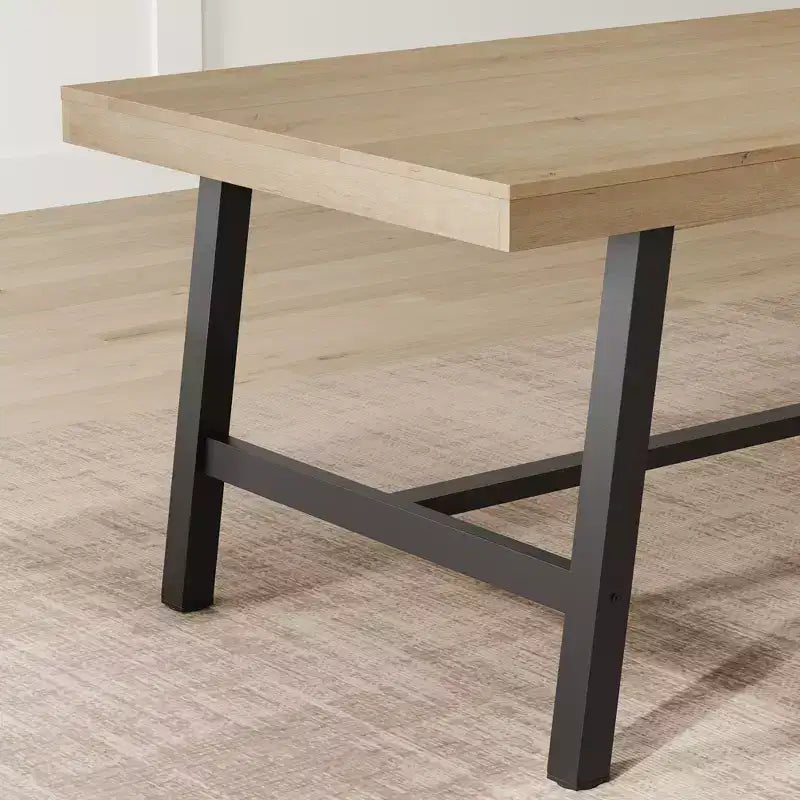 Table à manger industrielle pour 6 à 8 personnes, table à manger rectangulaire de 200 cm de long, table de cuisine en bois avec cadre métallique robuste pour salle à manger