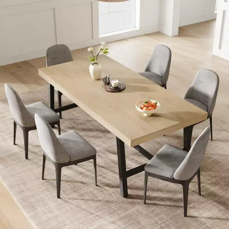 Table à manger industrielle pour 6 à 8 personnes, table à manger rectangulaire de 200 cm de long, table de cuisine en bois avec cadre métallique robuste pour salle à manger