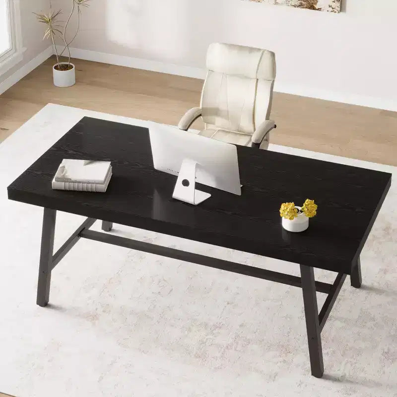 Table à manger industrielle pour 6 à 8 personnes, table à manger rectangulaire de 200 cm de long, table de cuisine en bois avec cadre métallique robuste pour salle à manger