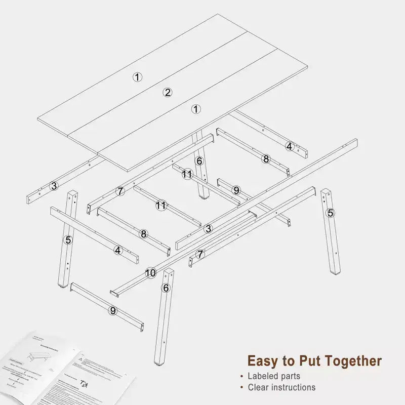 Table à manger industrielle pour 6 à 8 personnes, table à manger rectangulaire de 200 cm de long, table de cuisine en bois avec cadre métallique robuste pour salle à manger