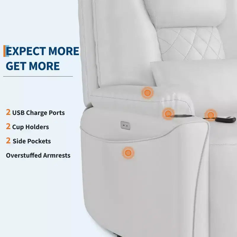 Fauteuil inclinable releveur - Cuir PU inclinable, 3 positions réglables, poches de rangement latérales, porte-gobelets, fauteuil releveur électrique