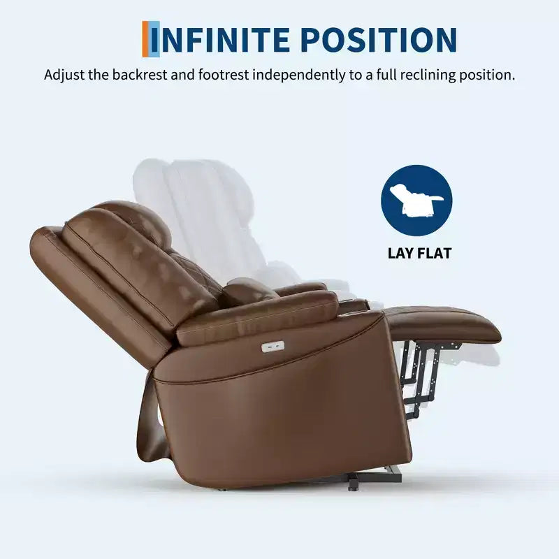 Fauteuil inclinable releveur - Cuir PU inclinable, 3 positions réglables, poches de rangement latérales, porte-gobelets, fauteuil releveur électrique