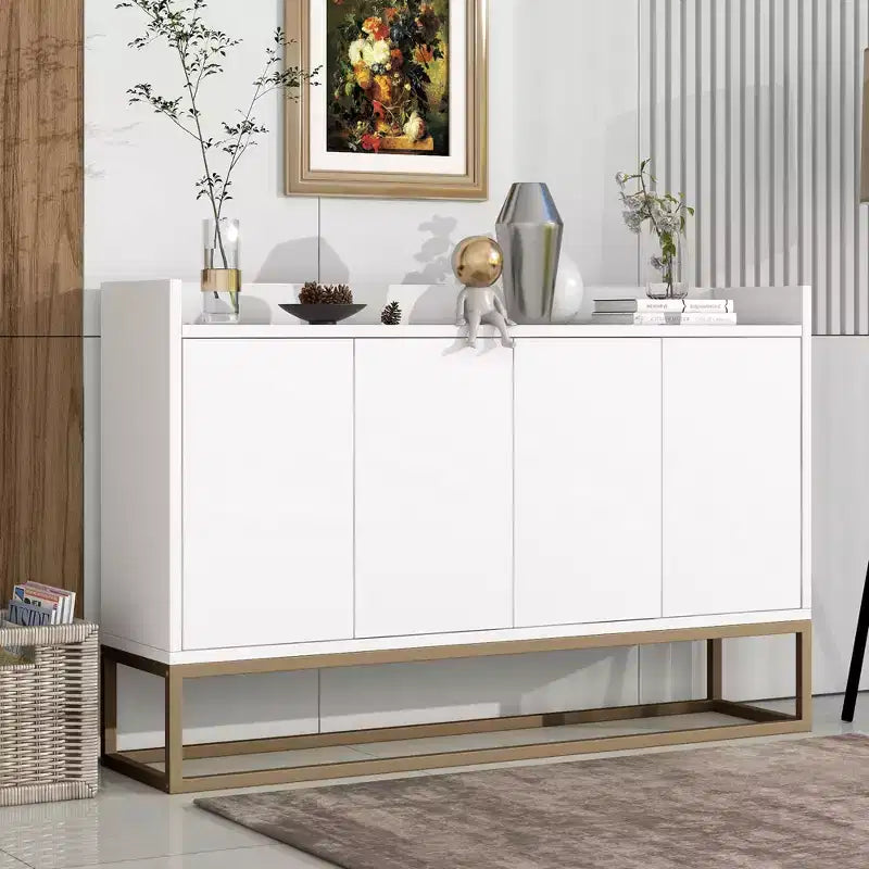 Bahut élégant, Buffet de rangement avec 4 portes et 4 étagères, Meuble de rangement pour le salon, la salle à manger, la cuisine