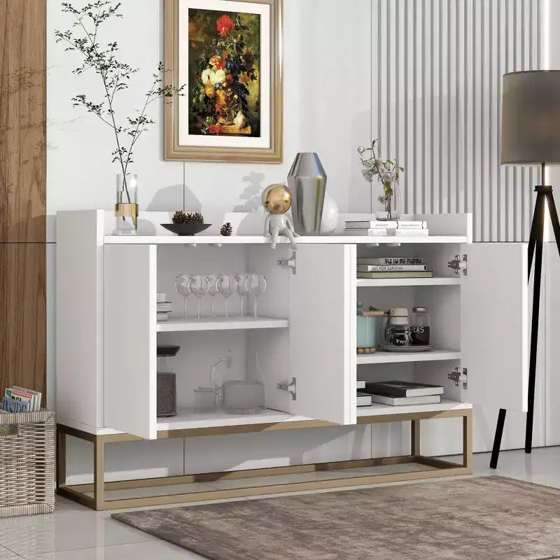 Bahut élégant, Buffet de rangement avec 4 portes et 4 étagères, Meuble de rangement pour le salon, la salle à manger, la cuisine