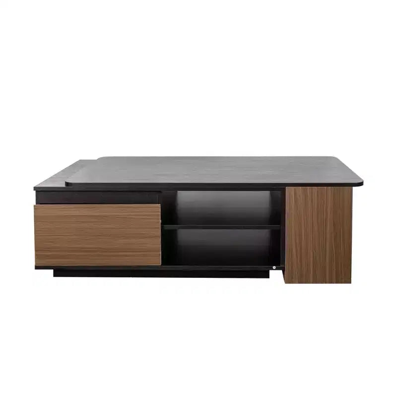 Table basse extensible moderne avec 2 tiroirs et 2 étagères
