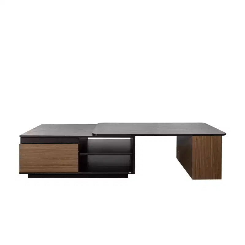 Table basse extensible moderne avec 2 tiroirs et 2 étagères