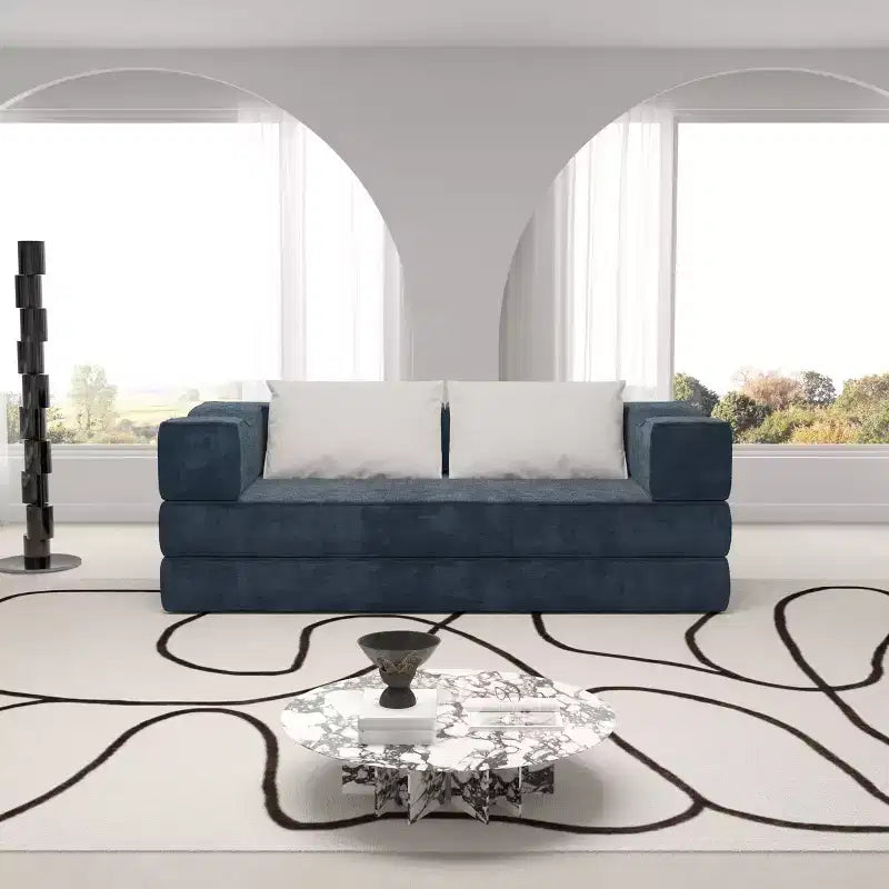 Canapé-lit 3 places de 80 po avec 2 oreillers, matelas de sol pliable très grand et tissu chenille