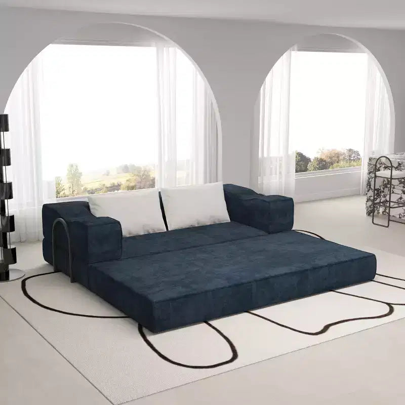 Canapé-lit 3 places de 80 po avec 2 oreillers, matelas de sol pliable très grand et tissu chenille