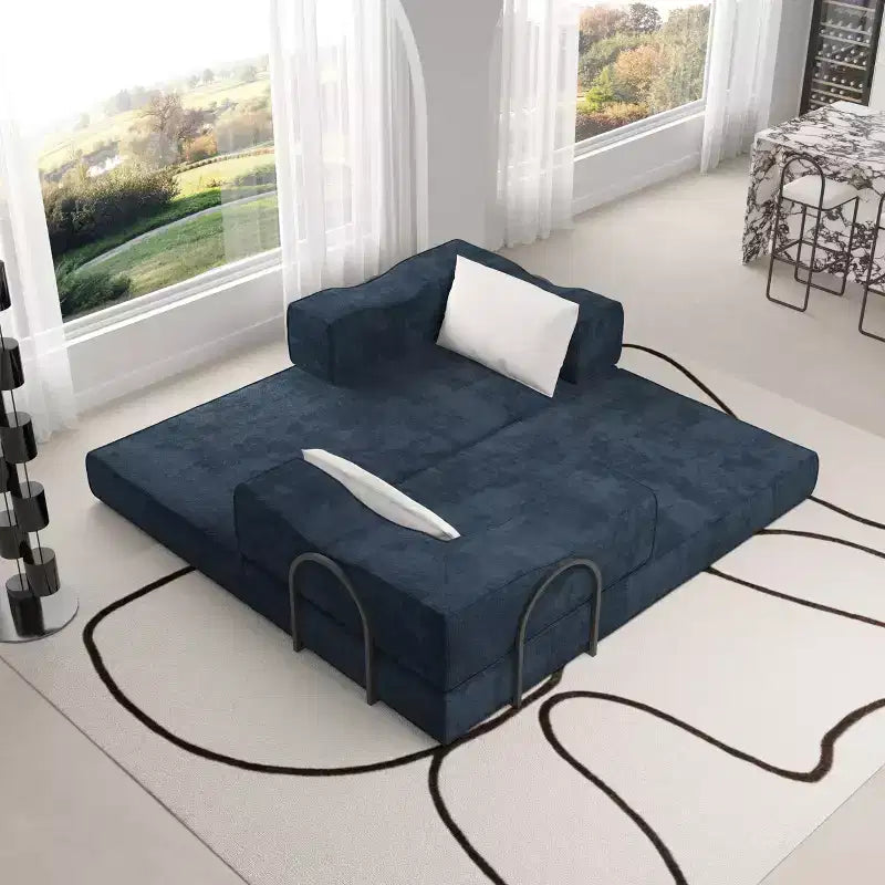 Canapé-lit 3 places de 80 po avec 2 oreillers, matelas de sol pliable très grand et tissu chenille