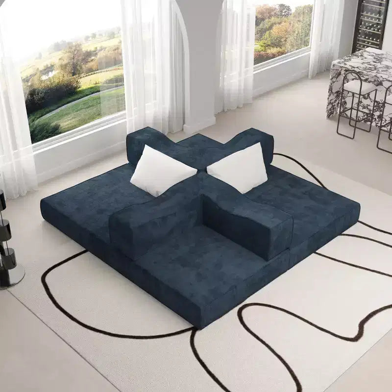 Canapé-lit 3 places de 80 po avec 2 oreillers, matelas de sol pliable très grand et tissu chenille