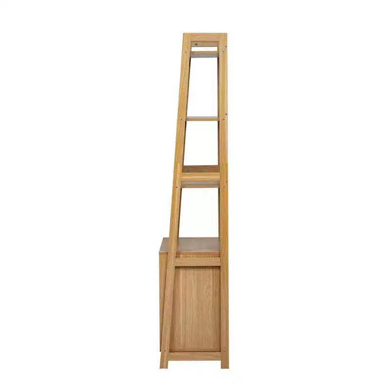 Étagère échelle avec armoire de rangement et présentoir ouvert, Naturel