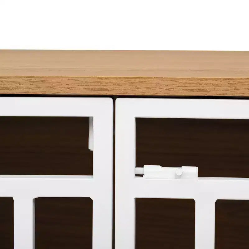 Étagère échelle avec armoire de rangement et présentoir ouvert, Naturel