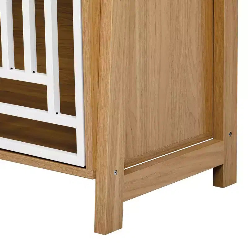 Étagère échelle avec armoire de rangement et présentoir ouvert, Naturel