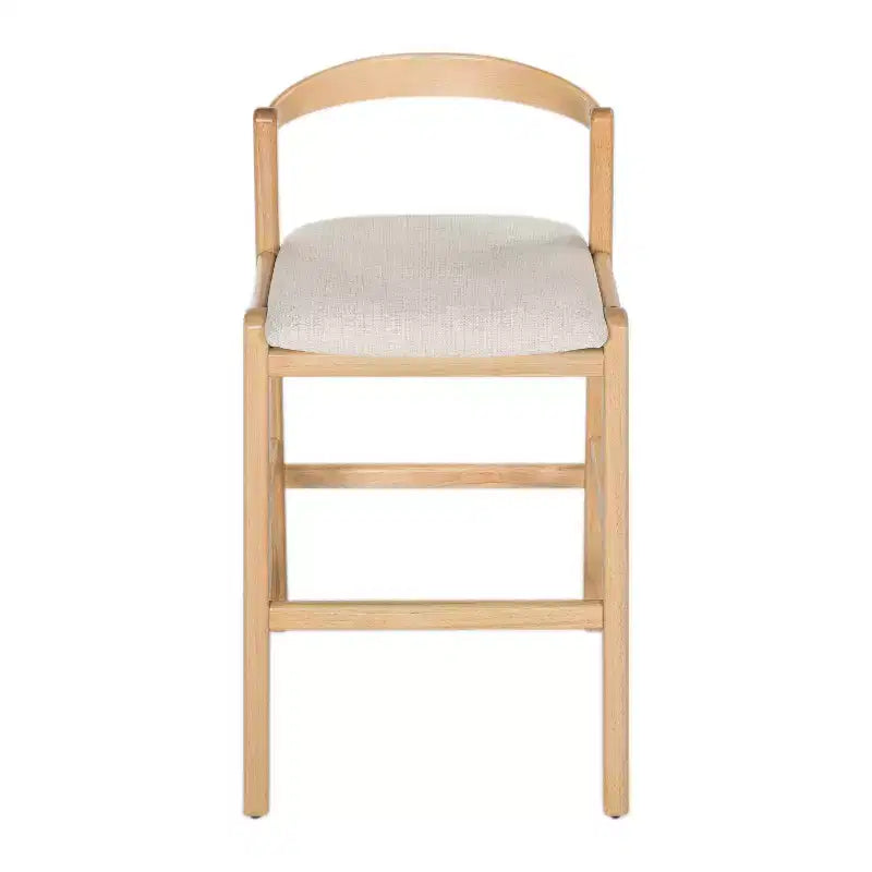 Tabouret de bar Vane en bois d'hévéa de style milieu de siècle avec dossier incurvé ouvert ( )