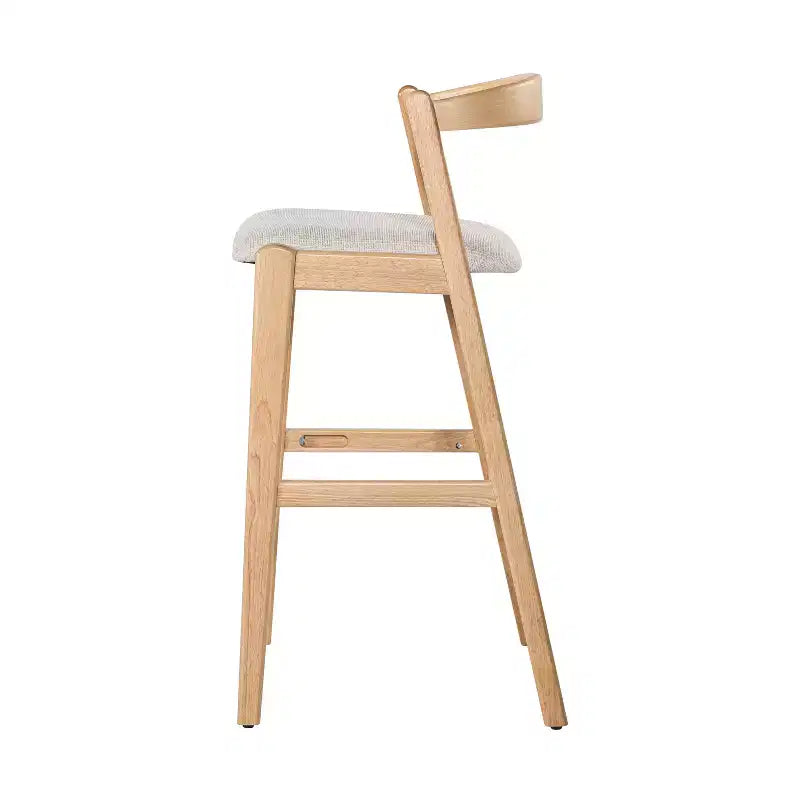 Tabouret de bar Vane en bois d'hévéa de style milieu de siècle avec dossier incurvé ouvert ( )