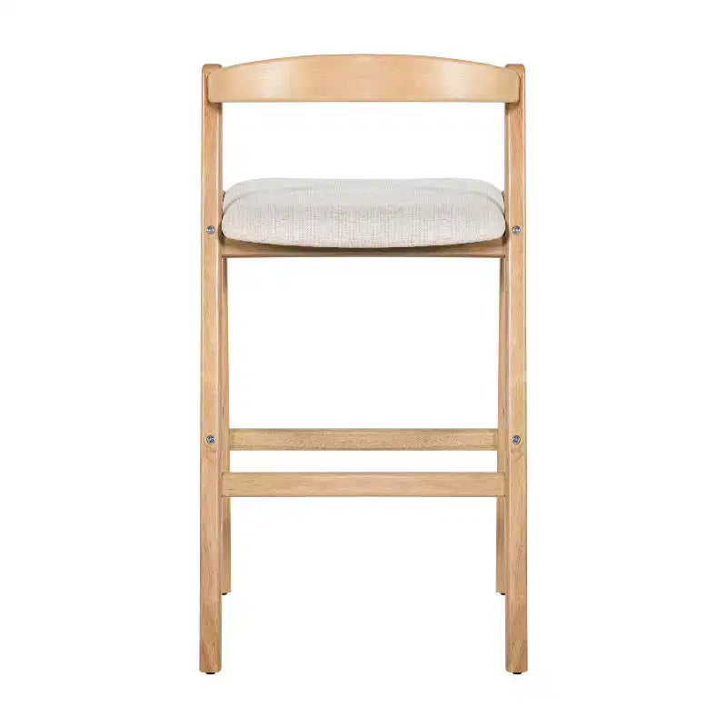 Tabouret de bar Vane en bois d'hévéa de style milieu de siècle avec dossier incurvé ouvert ( )