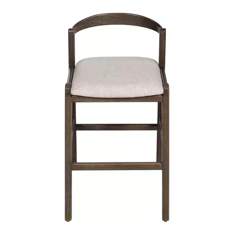 Tabouret de bar Vane en bois d'hévéa de style milieu de siècle avec dossier incurvé ouvert ( )