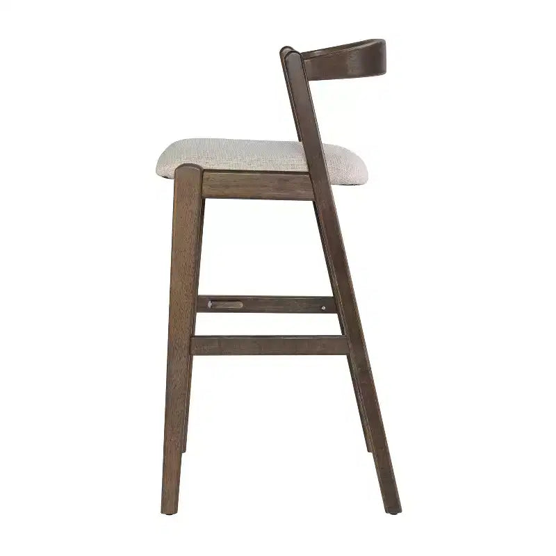 Tabouret de bar Vane en bois d'hévéa de style milieu de siècle avec dossier incurvé ouvert ( )