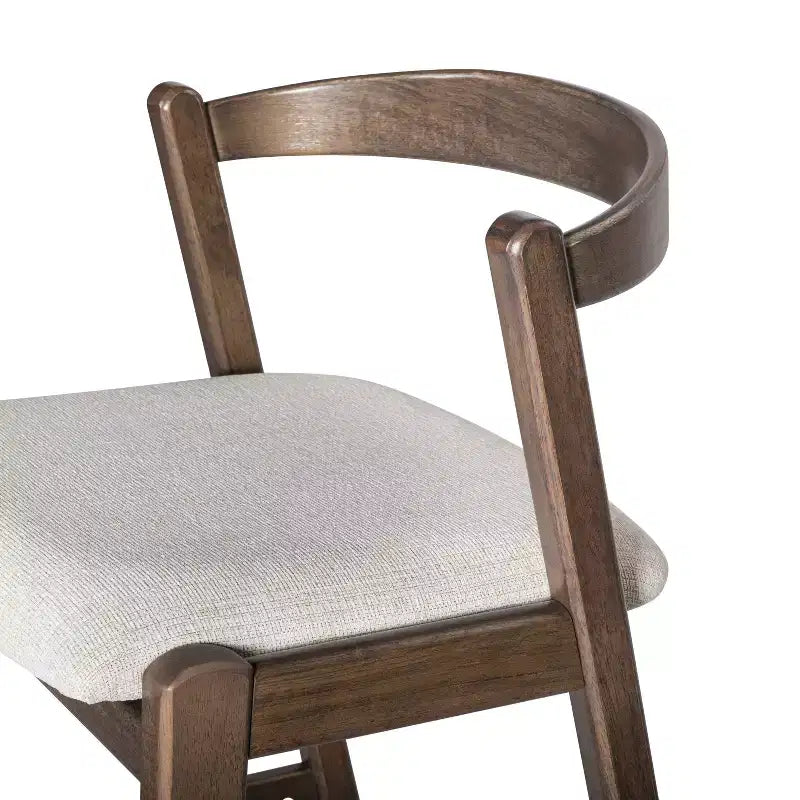 Tabouret de bar Vane en bois d'hévéa de style milieu de siècle avec dossier incurvé ouvert ( )