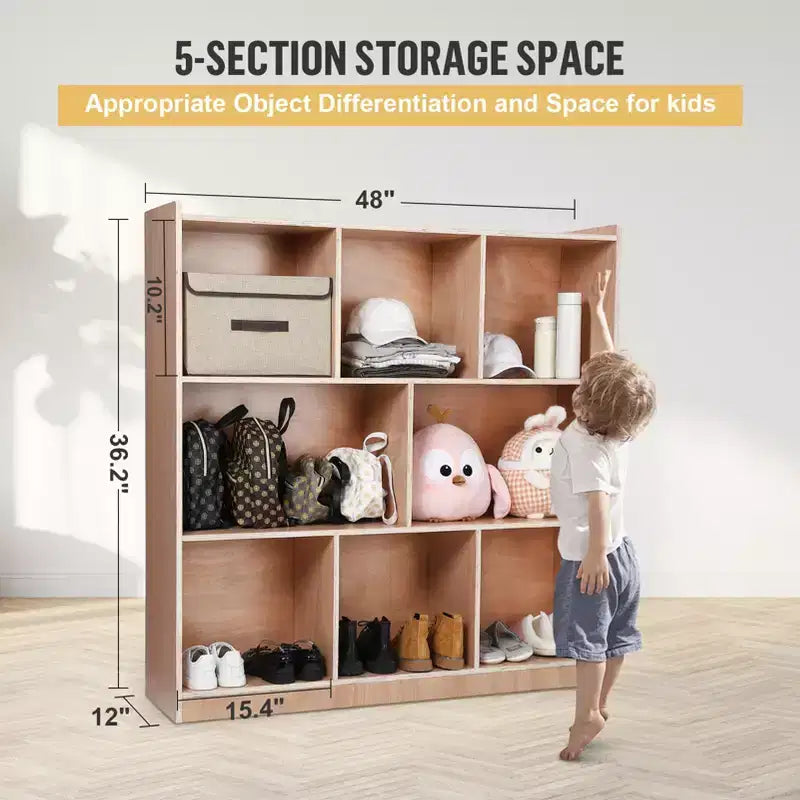 Étagères Montessori en bois à 3 niveaux, organisateurs et rangements de jouets, armoire de rangement à 8 compartiments avec 4 roulettes, pour chambre d'enfant, salle de classe, crèche