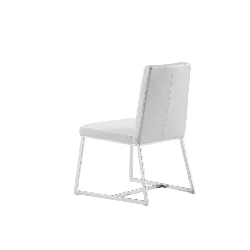 Chaise de salle à manger en similicuir blanc de 35 po pour un intérieur moderne, élégant et confortable.