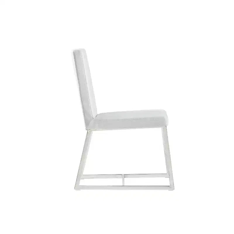 Chaise de salle à manger en similicuir blanc de 35 po pour un intérieur moderne, élégant et confortable.