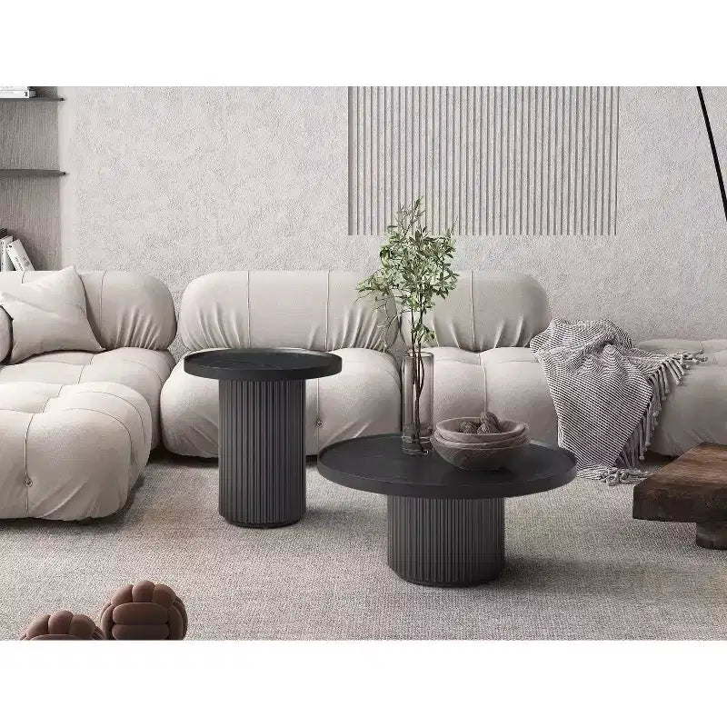 Table d'appoint ronde en bois, coloris argent, hauteur 45 po - 1 pièce