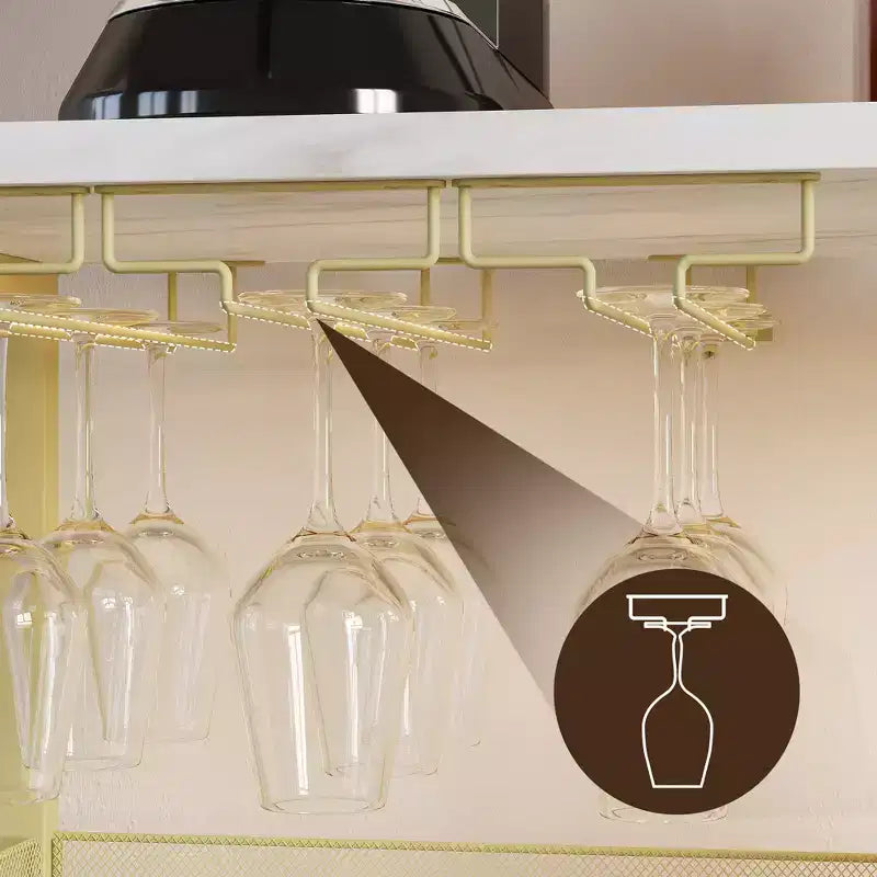Meuble Bar à Vin avec Porte-Bouteilles et Porte-Verres, Buffet de Rangement Moderne avec Porte en Maille, Armoire de Bar Industrielle pour la Maison