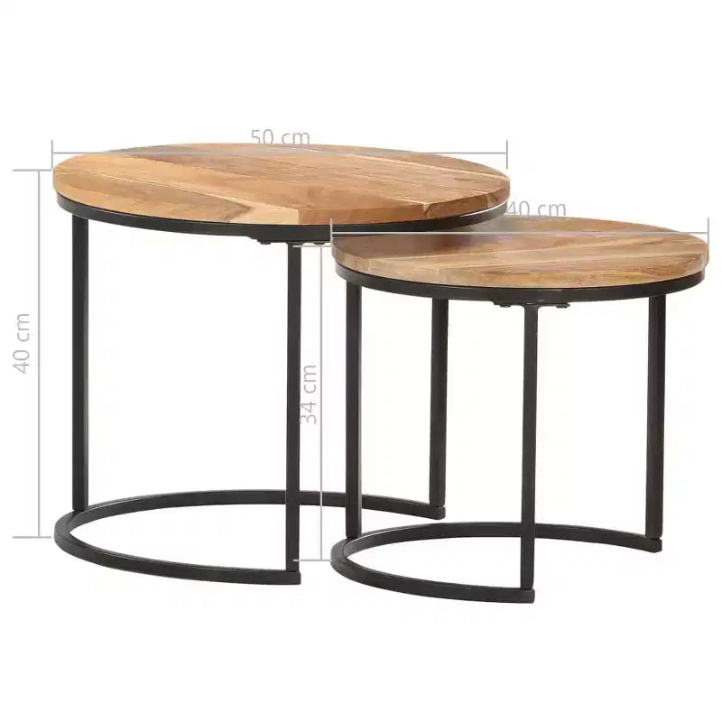 Tables gigognes en bois d'acacia huilé