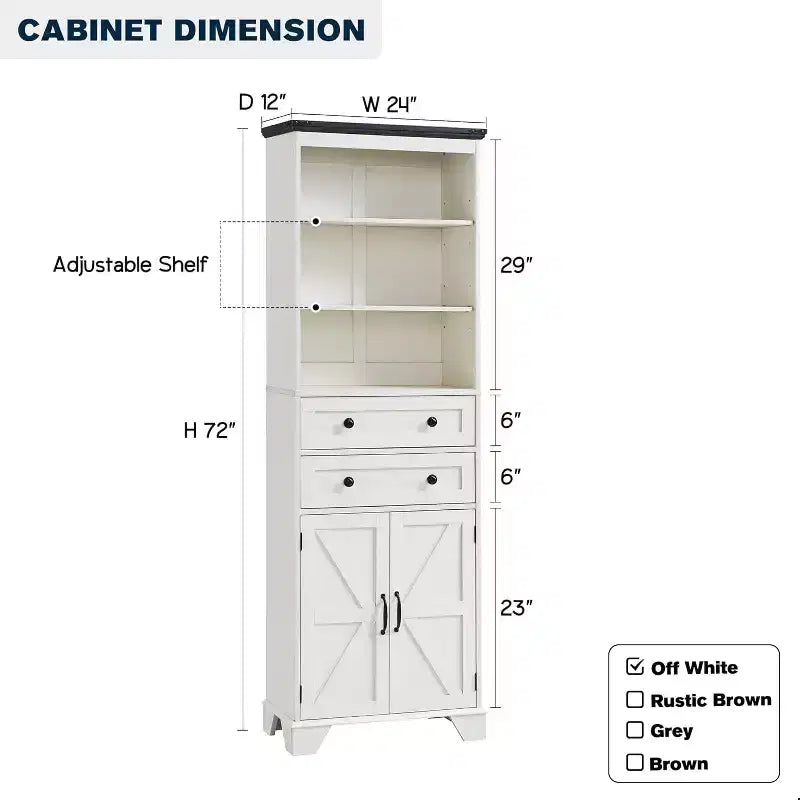 Meuble de salle de bain, Armoire de rangement haute de 72 po avec 2 tiroirs, étagères réglables et porte coulissante, Meubles pour salle de bain