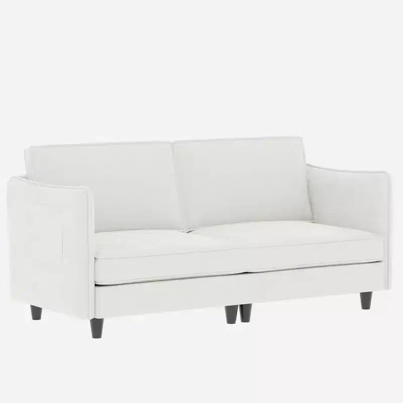 Causeuse moderne avec accoudoirs fins et coussins moelleux, pour salon, chambre ou appartement, blanc