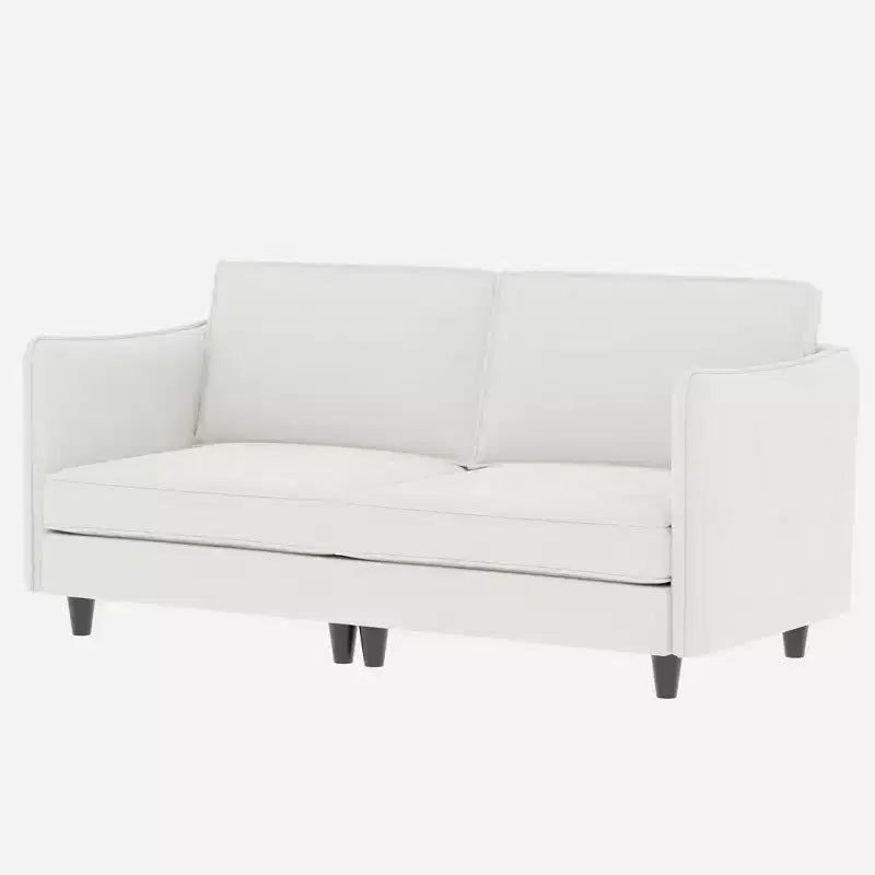 Causeuse moderne avec accoudoirs fins et coussins moelleux, pour salon, chambre ou appartement, blanc