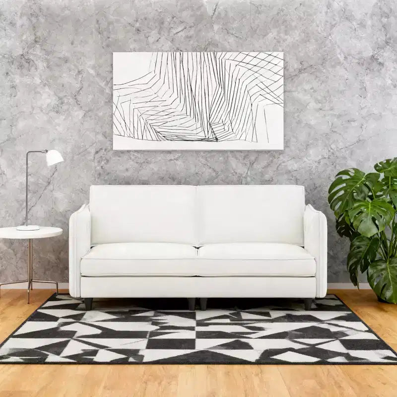 Causeuse moderne avec accoudoirs fins et coussins moelleux, pour salon, chambre ou appartement, blanc