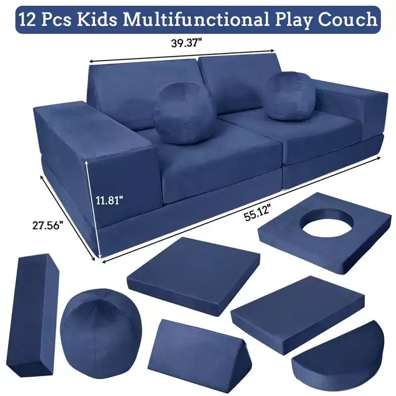 Canapé sectionnel modulaire 12 pièces pour enfants, pour salle de jeux et chambre à coucher