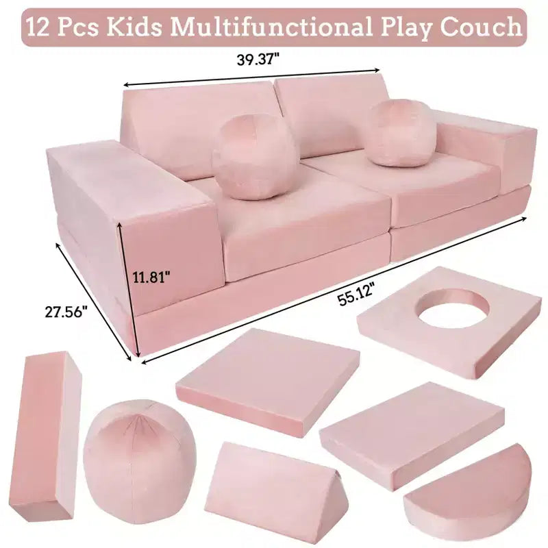 Canapé sectionnel modulaire 12 pièces pour enfants, pour salle de jeux et chambre à coucher