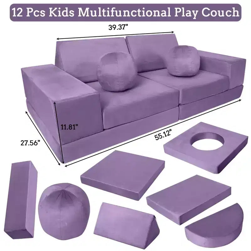 Canapé sectionnel modulaire 12 pièces pour enfants, pour salle de jeux et chambre à coucher