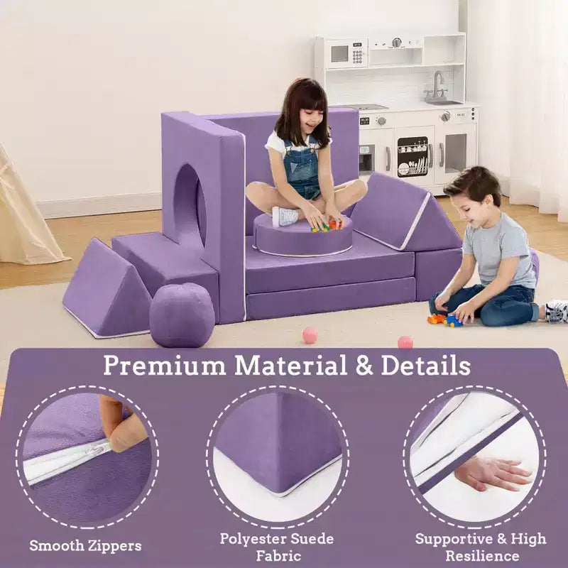 Canapé sectionnel modulaire 12 pièces pour enfants, pour salle de jeux et chambre à coucher