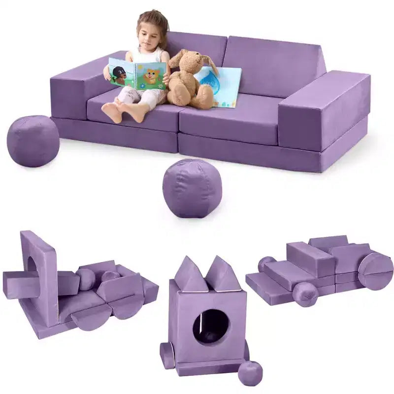 Canapé sectionnel modulaire 12 pièces pour enfants, pour salle de jeux et chambre à coucher