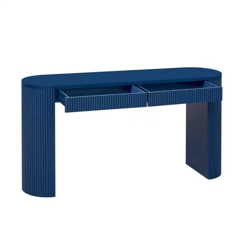 Console de 147,8 cm avec pieds arqués robustes réglables, table d'entrée avec grand plateau et deux tiroirs, table d'appoint pour salon