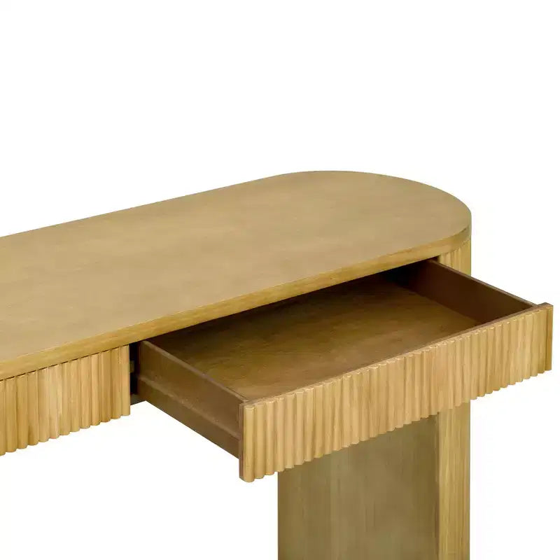 Console de 147,8 cm avec pieds arqués robustes réglables, table d'entrée avec grand plateau et deux tiroirs, table d'appoint pour salon